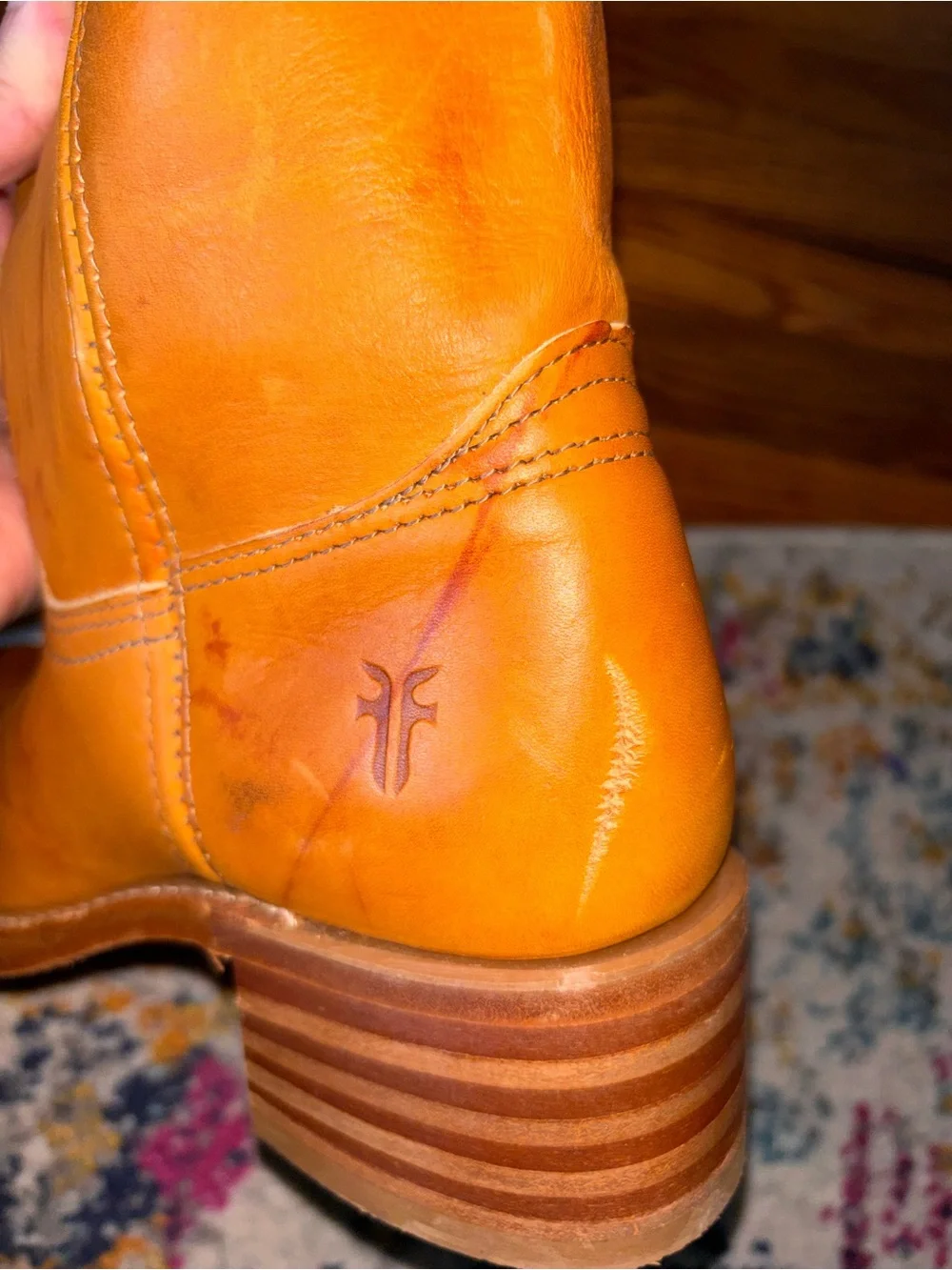 Vintage Frye Campus Western Square Toe Brown Cowboy Boots Womens US 6M - Picture 4 of 13